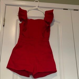 Red Kids Ruffle Romper